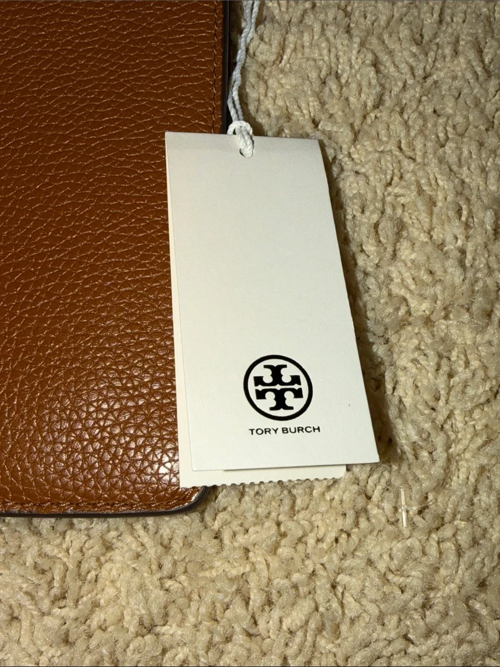 Tory Burch Blake Double Zip Slim Crossbody bag in a brown pebbled leather